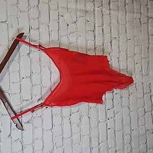 Red mesh bodysuit lingerie